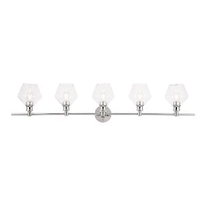 Living District Gene 5-Light Mid-Century Metal Wall Sconce in Chrome and Clear