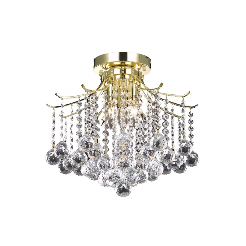 Living District Amelia 3-Light Transitional Metal Flush Mount in Gold