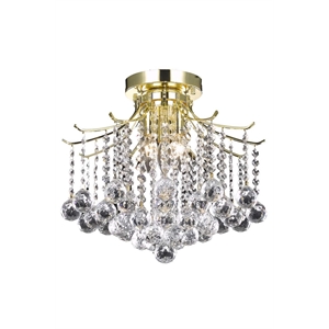Living District Amelia 3-Light Transitional Metal Flush Mount in Gold