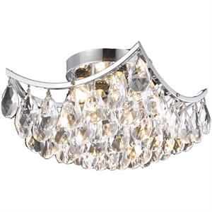 Living District Clara 4-Light Transitional Metal Flush Mount in Chrome Finish