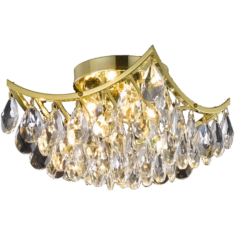 Living District Clara 4-Light Transitional Metal Flush Mount in Gold