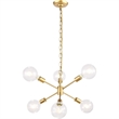 Living District Nolan 6-Light Mid-Century Metal Pendant in Brass