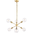 Living District Nolan 6-Light Mid-Century Metal Pendant in Brass