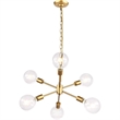 Living District Nolan 6-Light Mid-Century Metal Pendant in Brass