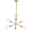Living District Nolan 6-Light Mid-Century Metal Pendant in Brass