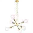 Living District Nolan 6-Light Mid-Century Metal Pendant in Brass