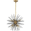 Living District Timber 8-Light Mid-Century Metal Pendant in Brass and Black