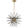 Living District Timber 8-Light Mid-Century Metal Pendant in Brass and Black