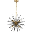 Living District Timber 8-Light Mid-Century Metal Pendant in Brass and Black