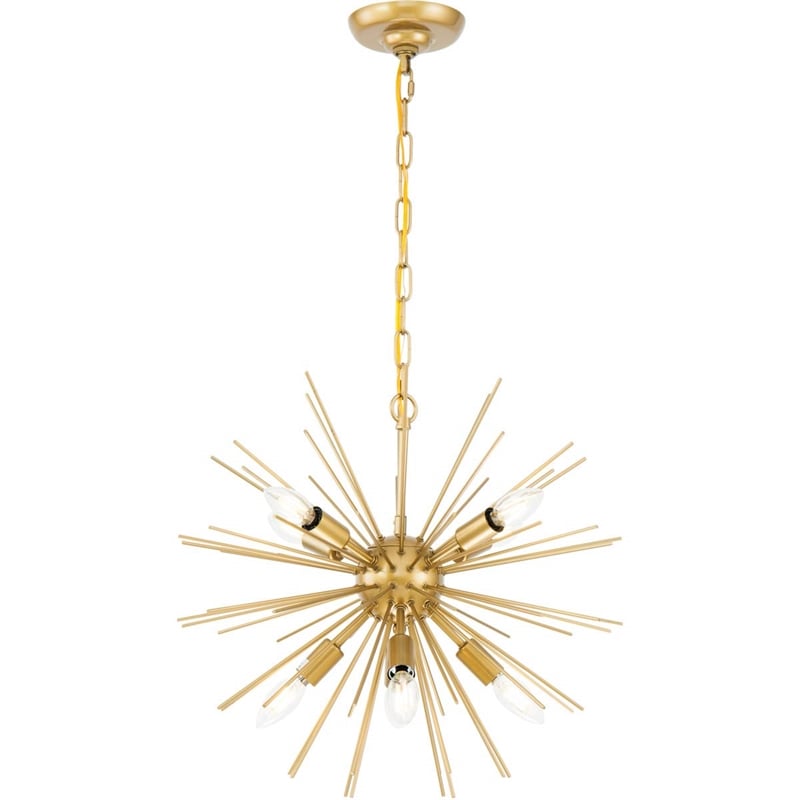 Living District Timber 8-Light Mid-Century Metal Pendant in Brass