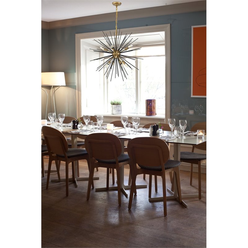 Living District Timber 8-Light Metal Pendant in Brass and Black