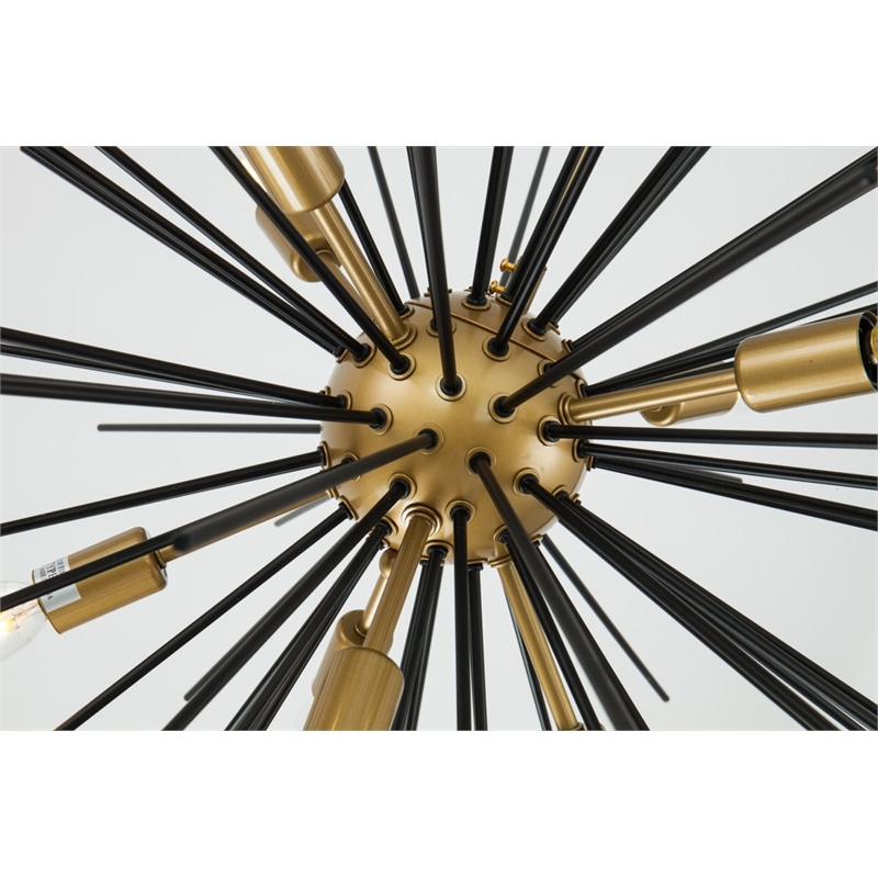 Living District Timber 8-Light Metal Pendant in Brass and Black