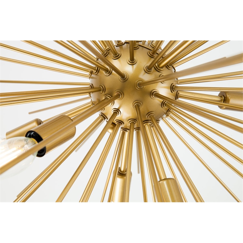 Living District Timber 8-Light Metal Pendant in Brass Finish