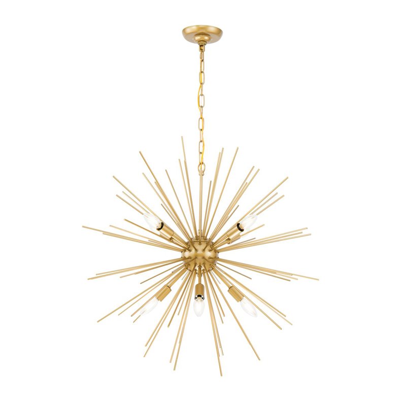 Living District Timber 8-Light Metal Pendant in Brass Finish