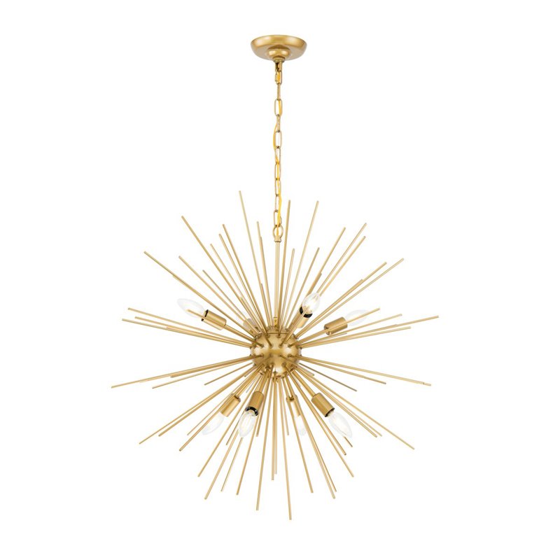 Living District Timber 8-Light Metal Pendant in Brass Finish