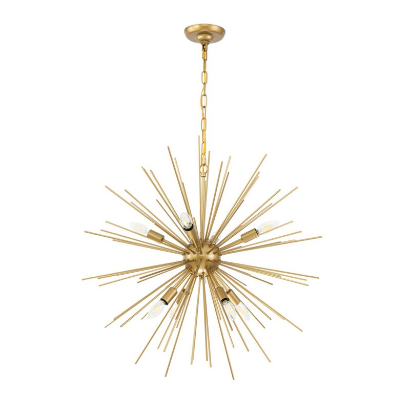 Living District Timber 8-Light Metal Pendant in Brass Finish