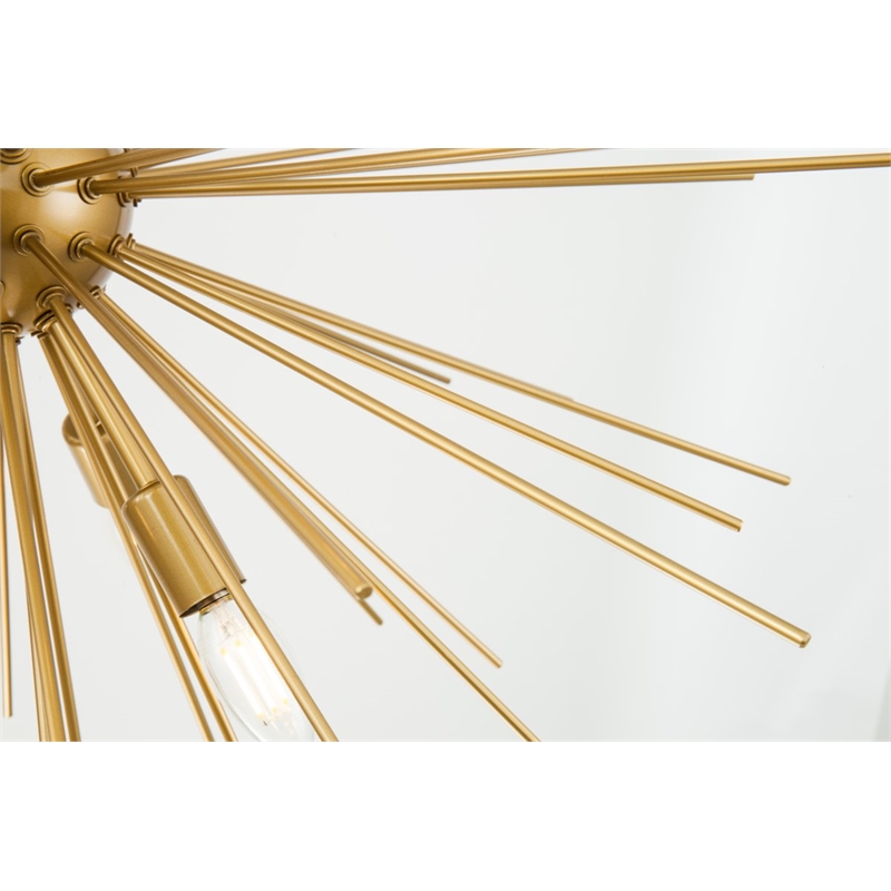 Living District Timber 8-Light Metal Pendant in Brass Finish