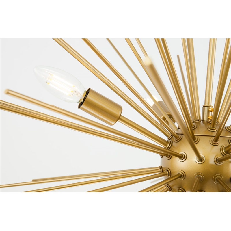 Living District Timber 8-Light Metal Pendant in Brass Finish