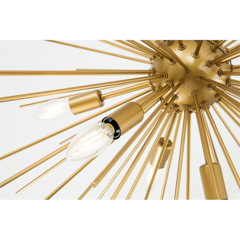 Living District Timber 8-Light Metal Pendant in Brass Finish