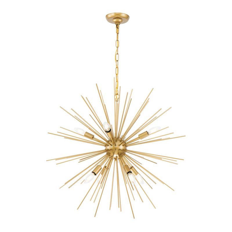 Living District Timber 8-Light Metal Pendant in Brass Finish