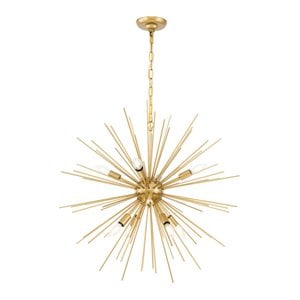 Living District Timber 8-Light Metal Pendant in Brass Finish