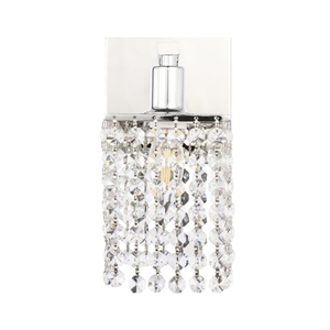 Living District Phineas 1-Light Metal Wall Sconce in Chrome and Clear Crystals