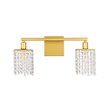 Living District Phineas 2-Light Mid-Century Metal Wall Sconce in Brass and Clear