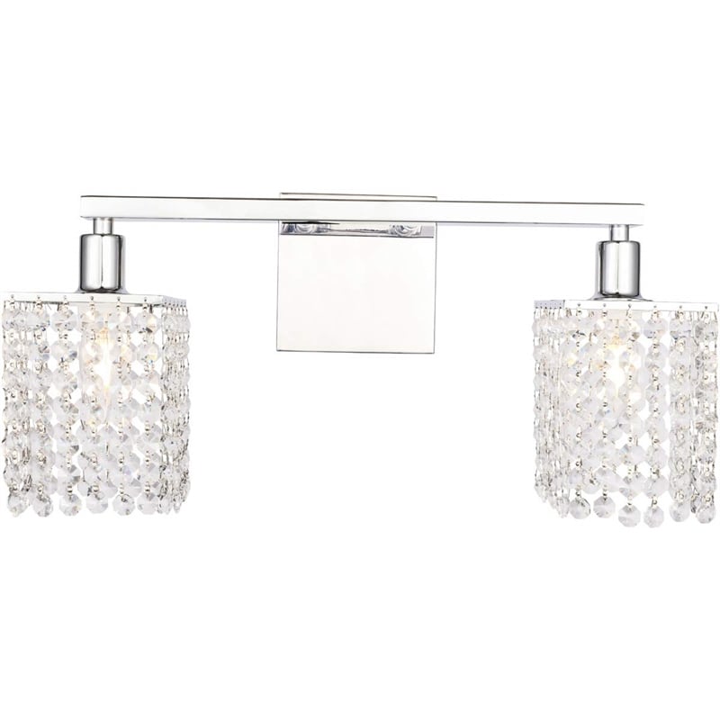 Living District Phineas 2-Light Metal Wall Sconce in Chrome and Clear Crystals