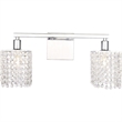 Living District Phineas 2-Light Metal Wall Sconce in Chrome and Clear Crystals