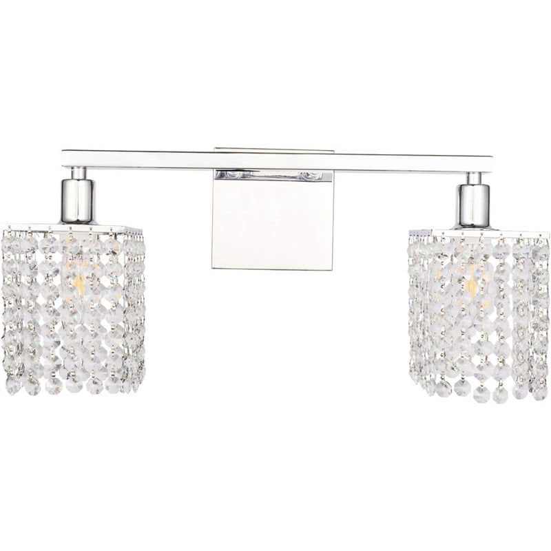 Living District Phineas 2-Light Metal Wall Sconce in Chrome and Clear Crystals