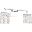 Living District Phineas 2-Light Metal Wall Sconce in Chrome and Clear Crystals