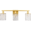 Living District Phineas 3-Light Metal Wall Sconce in Brass and Clear Crystals