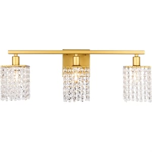 Living District Phineas 3-Light Metal Wall Sconce in Brass and Clear Crystals