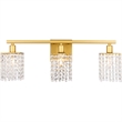 Living District Phineas 3-Light Metal Wall Sconce in Brass and Clear Crystals