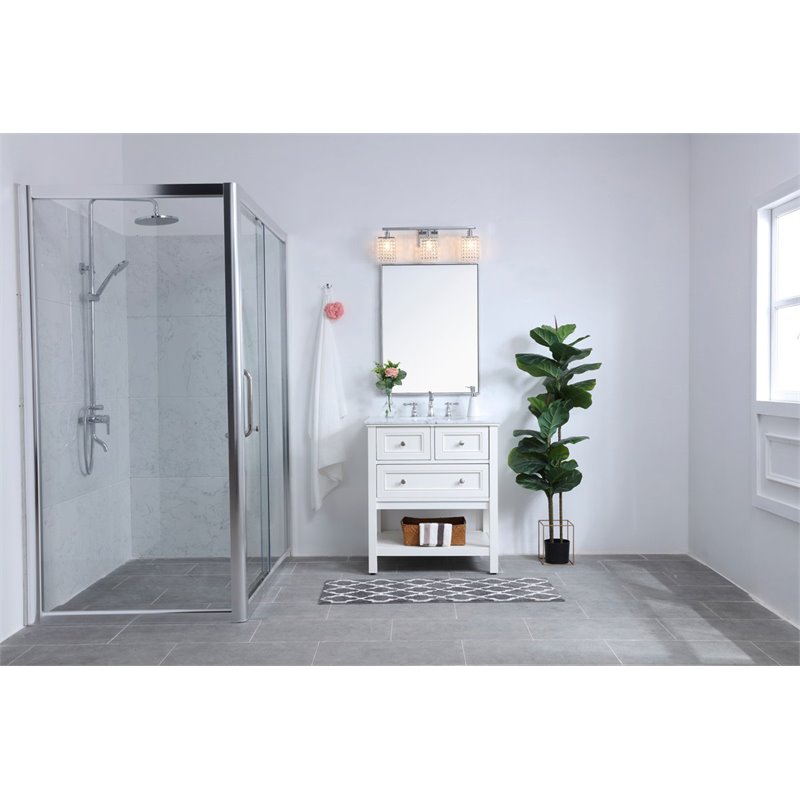 Living District Phineas 3-Light Mid-Century Metal Wall Sconce in Chrome/Clear