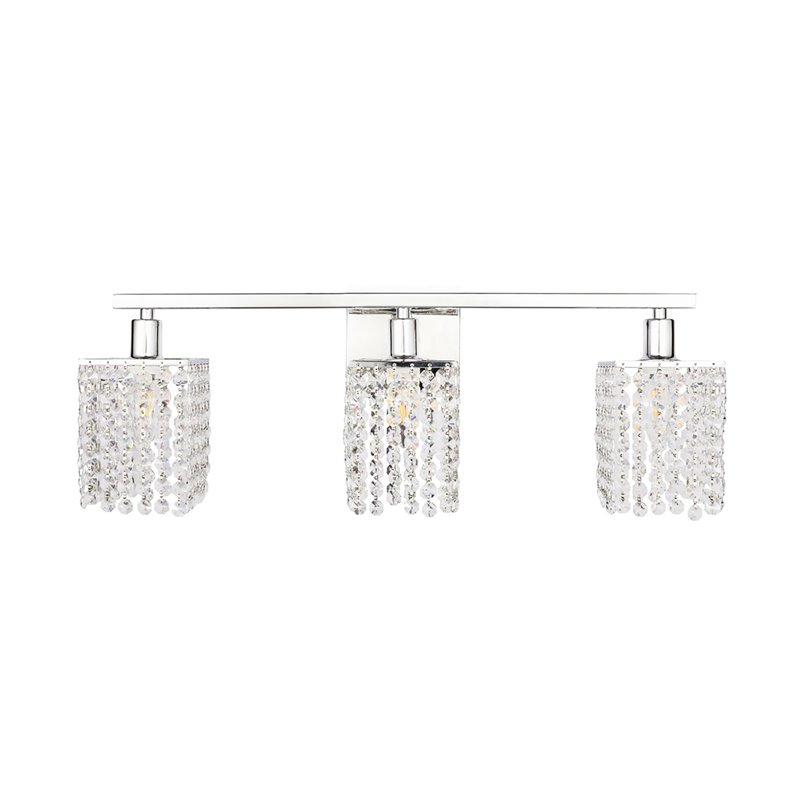Living District Phineas 3-Light Mid-Century Metal Wall Sconce in Chrome/Clear
