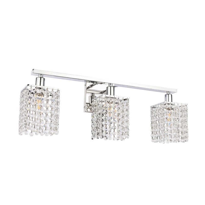 Living District Phineas 3-Light Mid-Century Metal Wall Sconce in Chrome/Clear