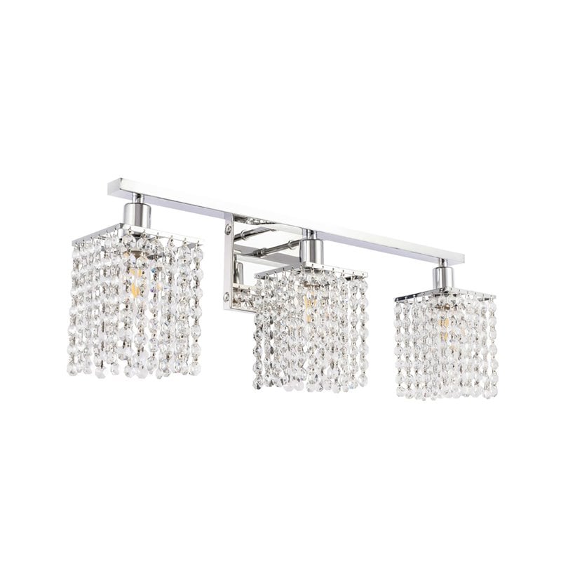 Living District Phineas 3-Light Mid-Century Metal Wall Sconce in Chrome/Clear