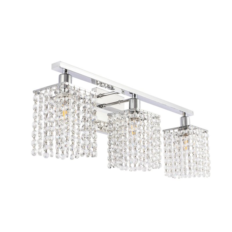Living District Phineas 3-Light Mid-Century Metal Wall Sconce in Chrome/Clear
