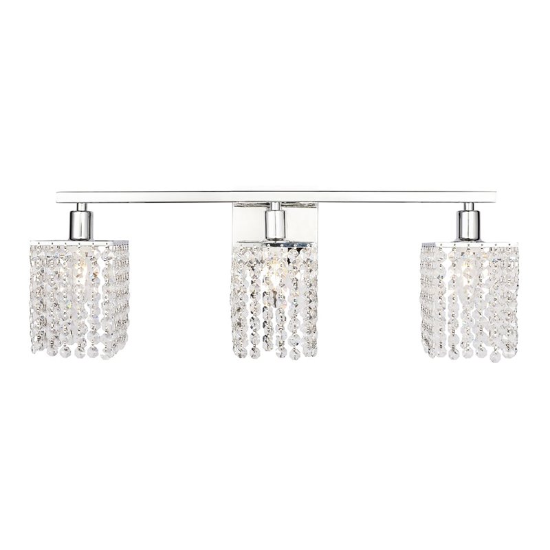 Living District Phineas 3-Light Mid-Century Metal Wall Sconce in Chrome/Clear