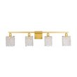 Living District Phineas 4-Light Metal Wall Sconce in Brass and Clear Crystals