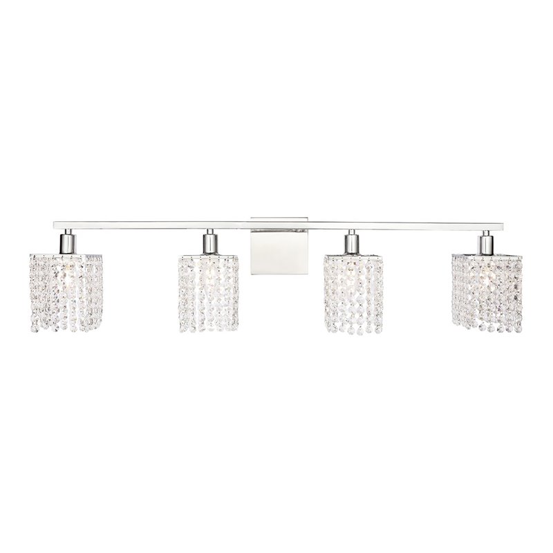 Living District Phineas 4-Light Metal Wall Sconce in Chrome and Clear Crystals