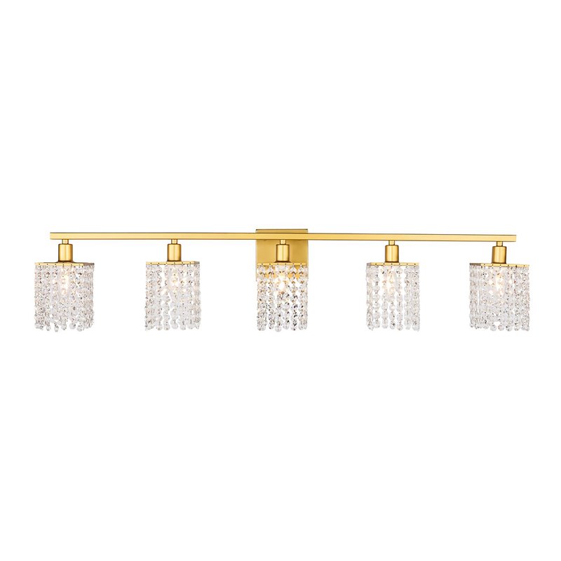 Living District Phineas 5-Light Metal Wall Sconce in Brass and Clear Crystals