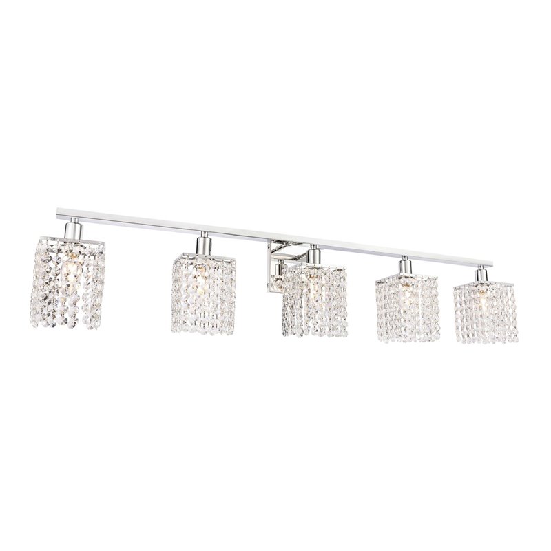 Living District Phineas 5-Light Mid-Century Metal Wall Sconce in Chrome/Clear