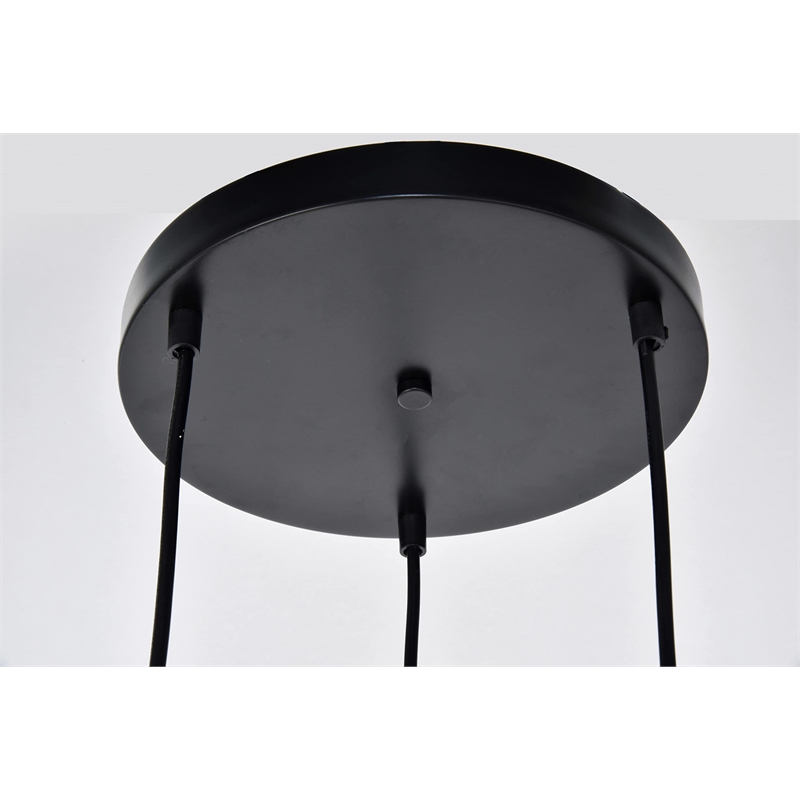 Living District Nora 3 Light Transitional Aluminum Pendant in Black
