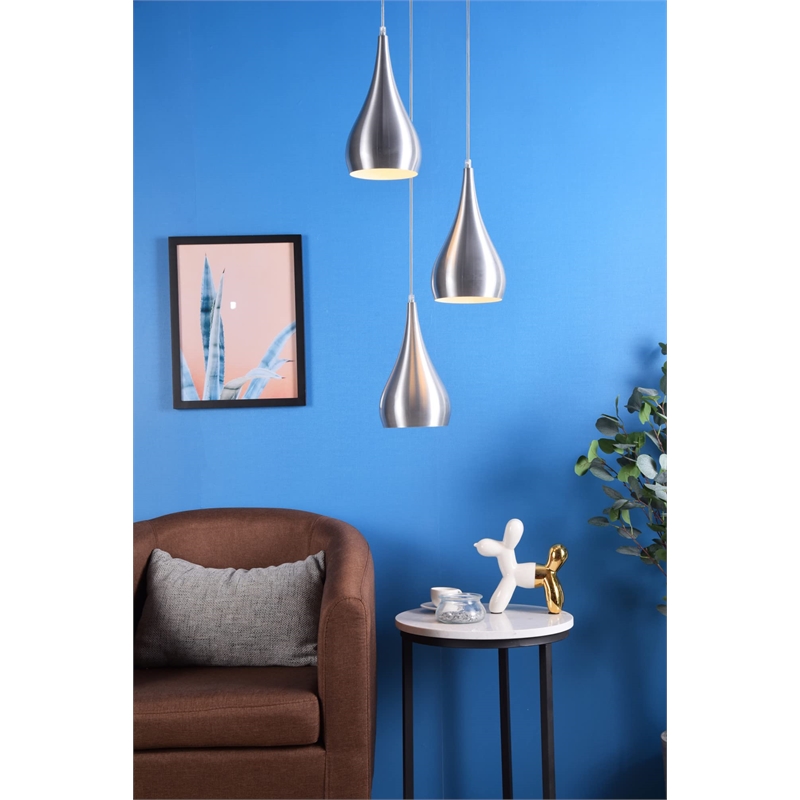 Living District Nora 3 Light Transitional Aluminum Pendant in Black