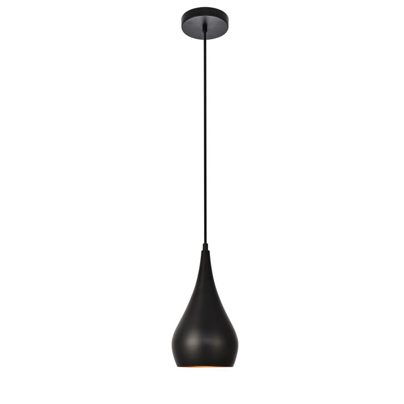 Living District Nora 1-Light Transitional Aluminum Pendant in Black