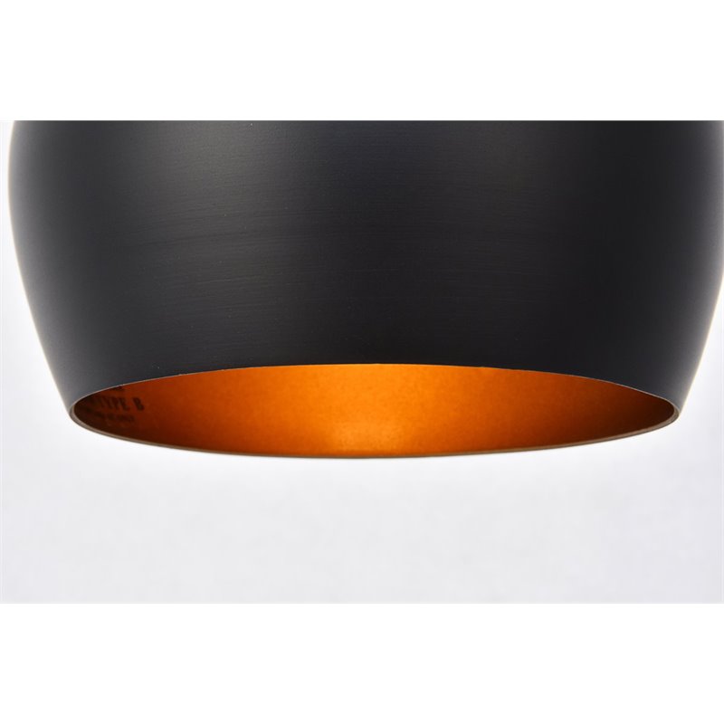 Living District Nora 1-Light Transitional Aluminum Pendant in Black
