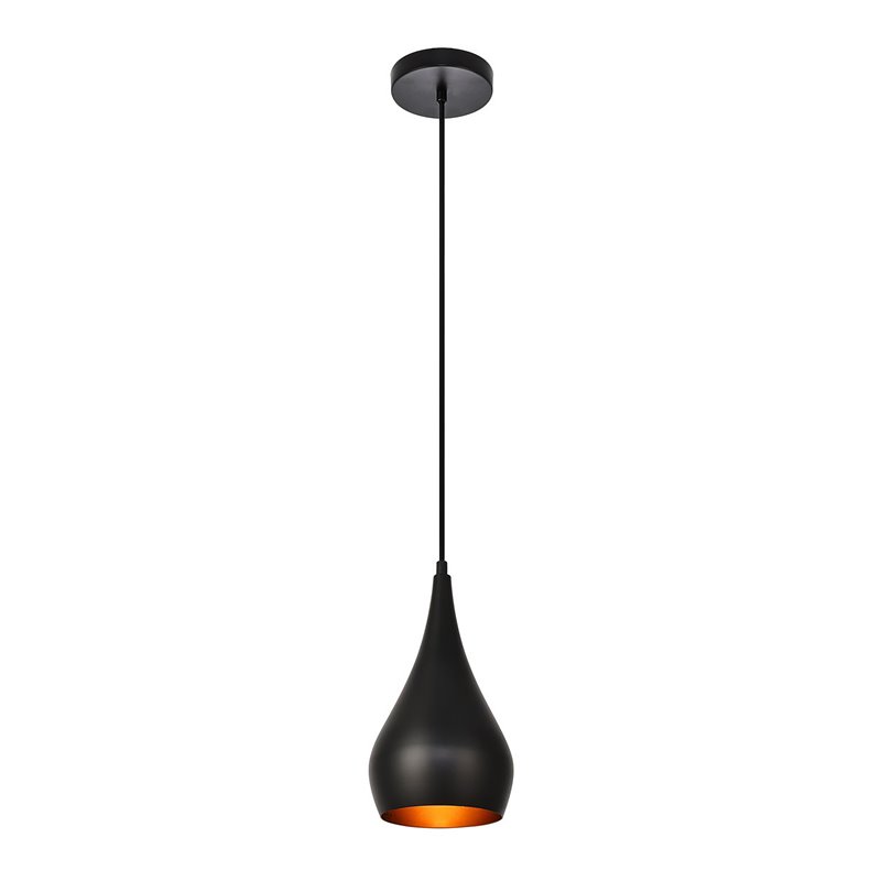 Living District Nora 1-Light Transitional Aluminum Pendant in Black