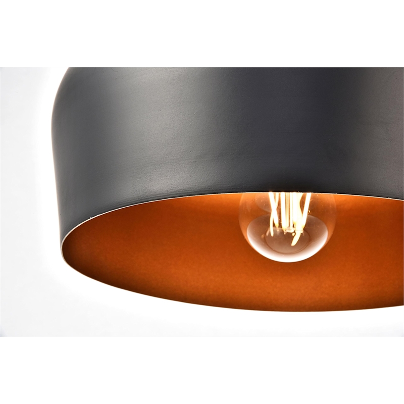 Living District Nora 1 Light Transitional Aluminum Pendant in Black